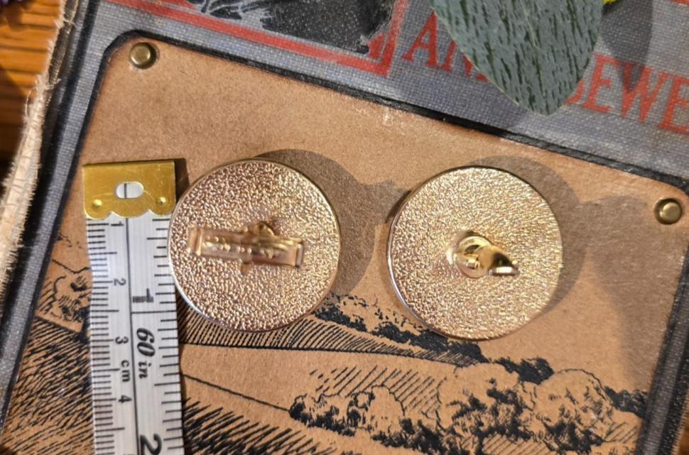 Vintage 1950s Lucite Reverse Carved Ship Cufflinks Gold Foil Nautical Unisex