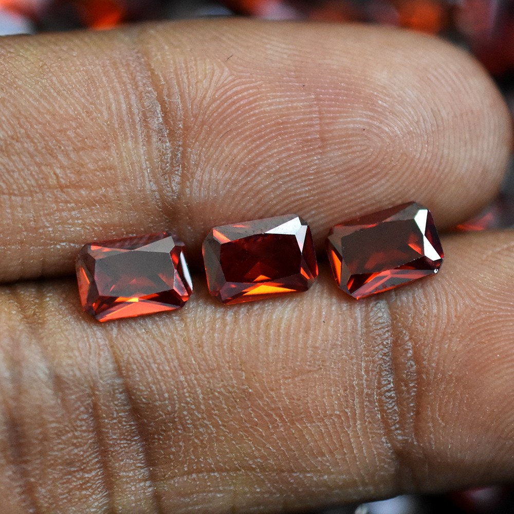 7×5 mm Natural Orange Sapphire 12.00 Ct Lot Certified Emerald Cut Gems For Gift
