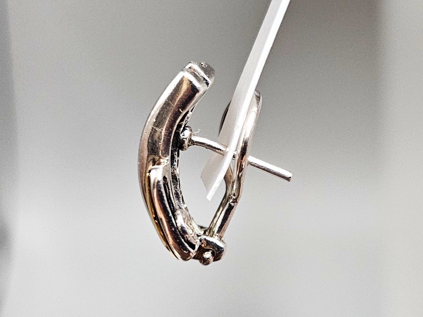 Sterling and 18K Contemporary Style Blue Sapphire Earrings