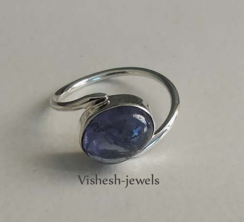 Solid 925 Sterling Silver Natural Tanzanite Gems Ring Jewelry S US 8.5 VJ-233
