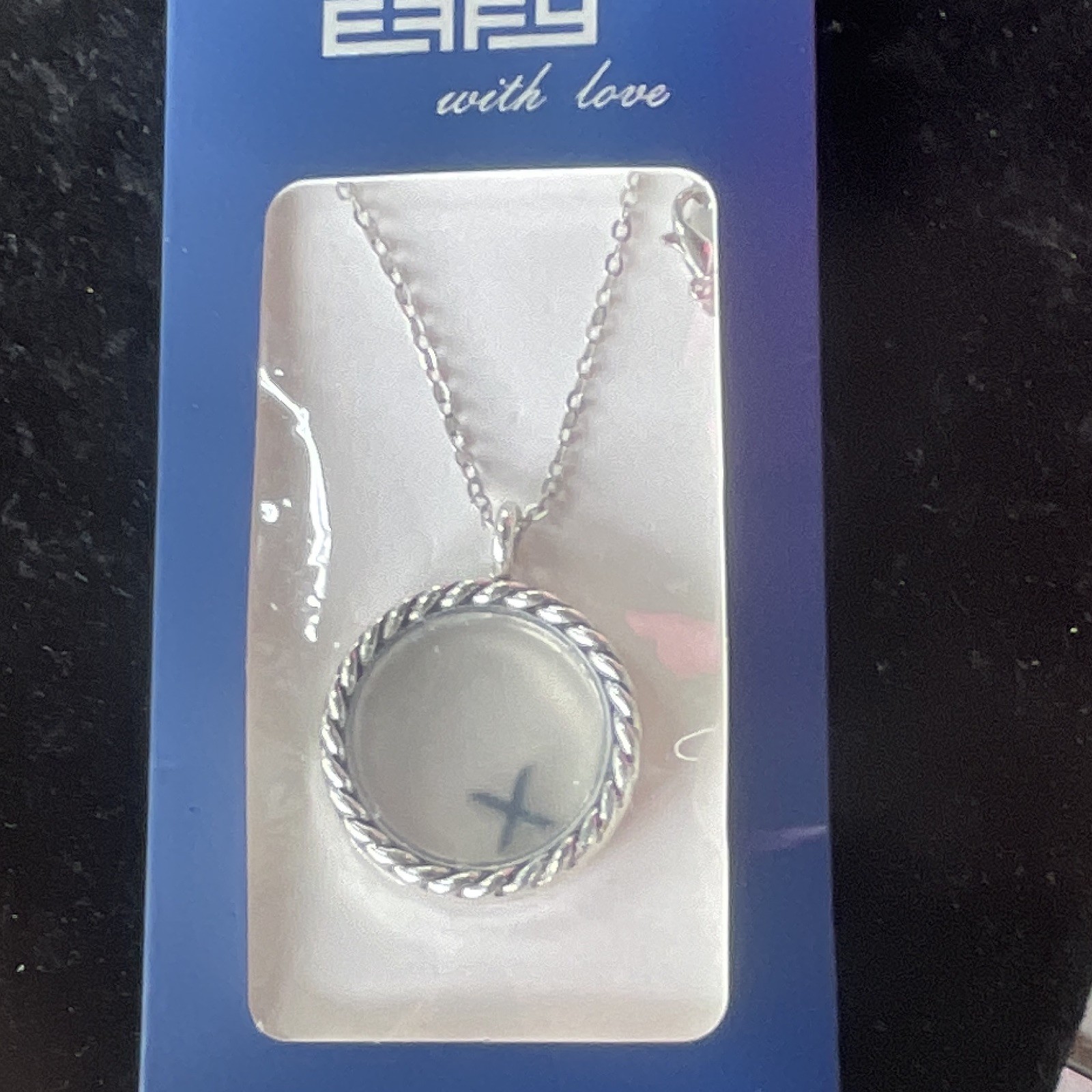 EARLY “with love” Silver Tone Round Charm Pendant Ball/Bead Chain Necklace