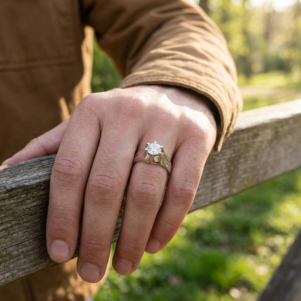 David Ring with Moissanite Round 1ct D, S925