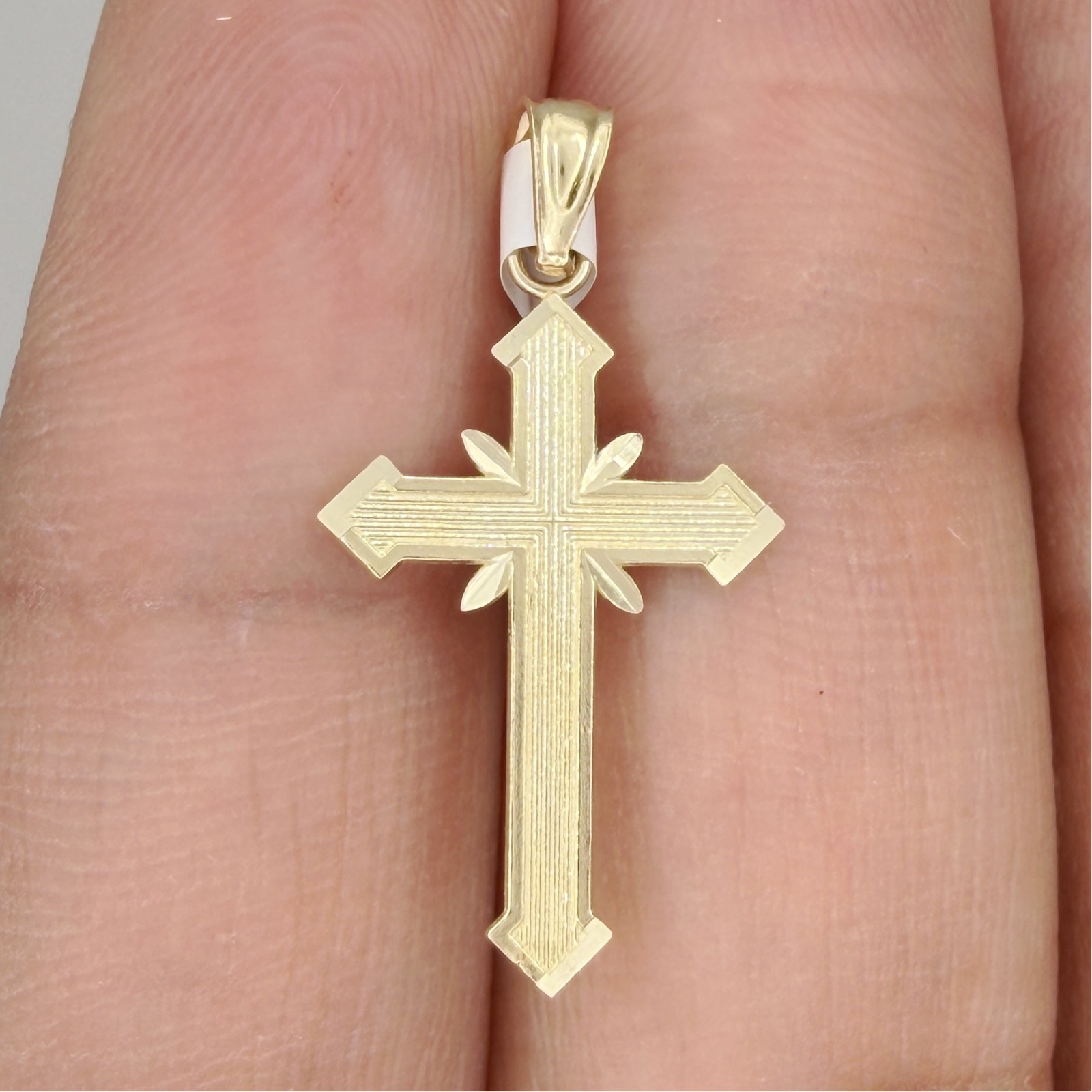 10k Yellow Gold Diamond-Cut Unisex Cross Religious Charm Pendant