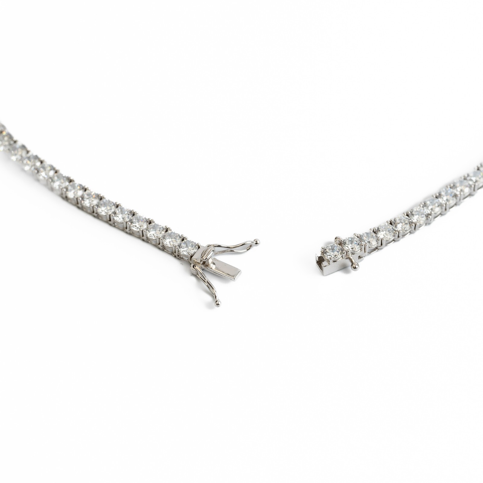 30-40CTTW Lab Created Tennis Necklace, Silver, VVS, D-Color, CD002