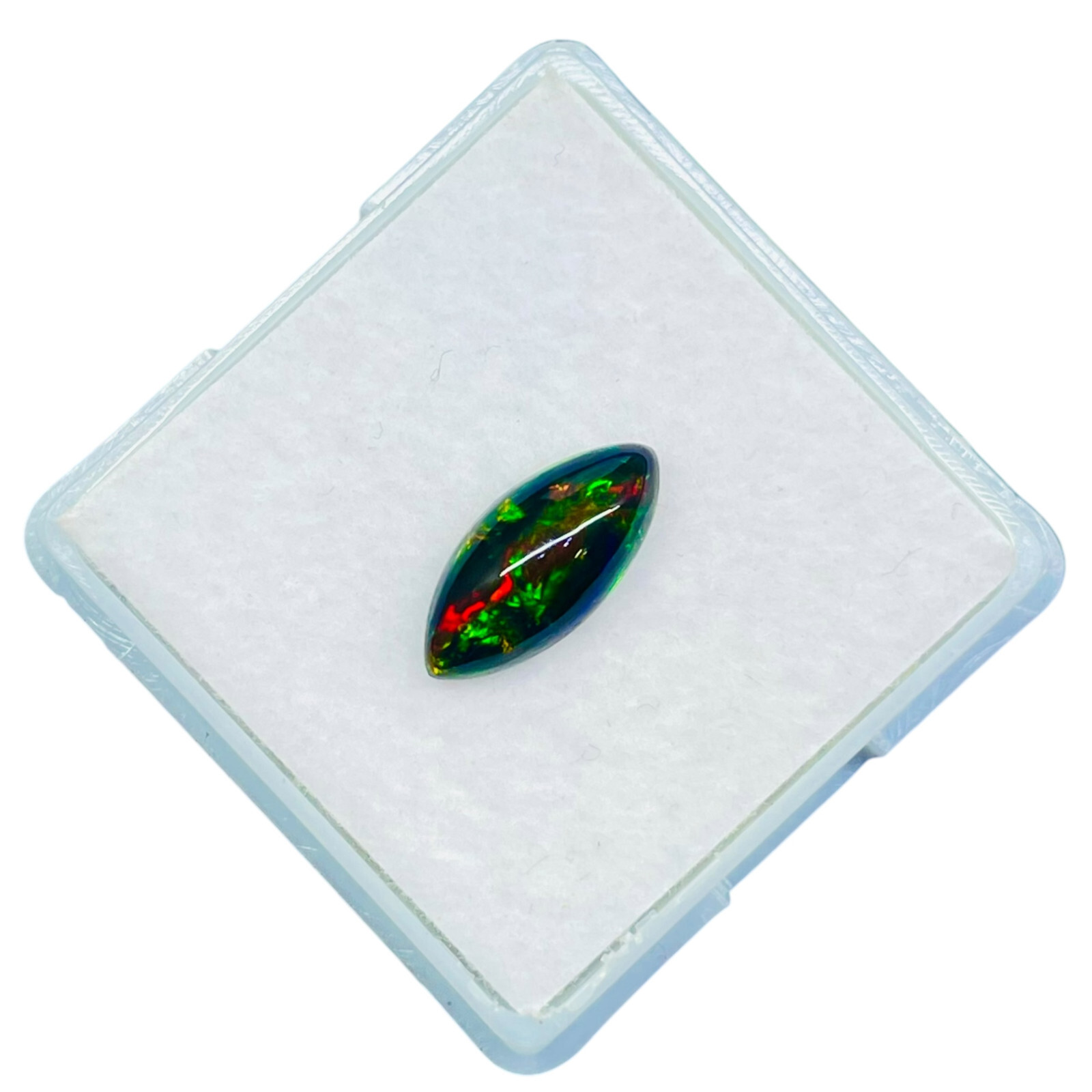 0.98 Ct Natural Ethiopian Black Opal 12×5.5mm Marquise Flashy Cabochon Gemstone