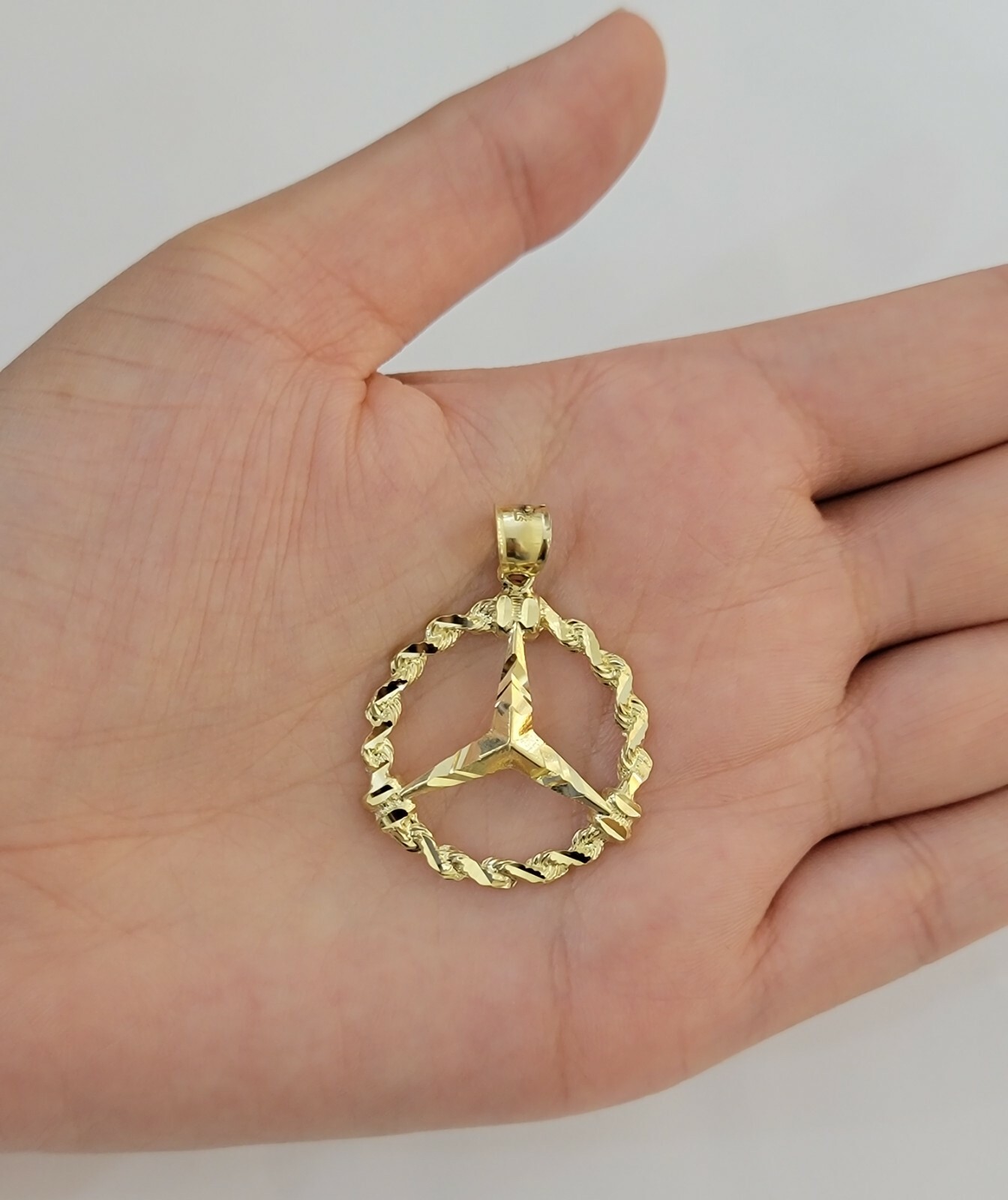 10k Gold Men’s Pendant 10kt Yellow Gold ,UNIQUE Rope Style Charm For Chains,REAL