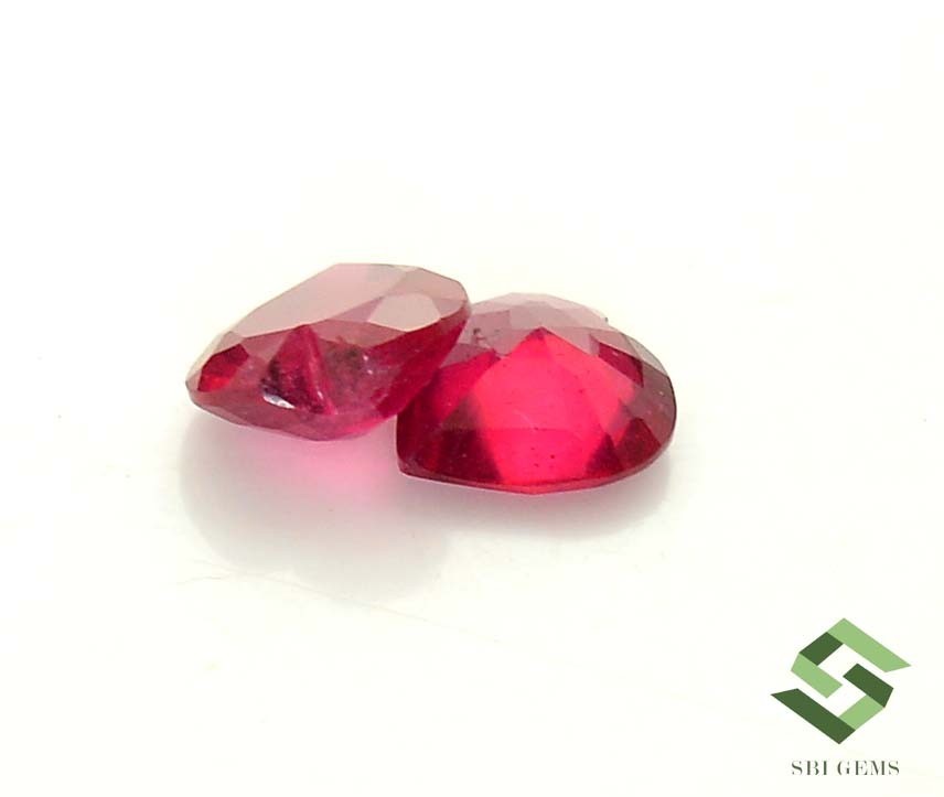 8×8 mm Natural Ruby Heart Shape Cut Pair 3.91 CTS Faceted Loose Gemstones GF