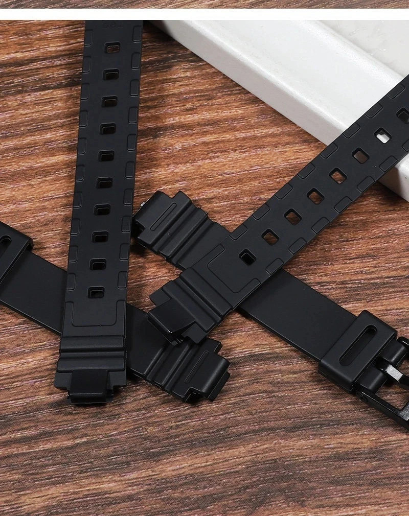 Rubber Resin Watch Strap for Ca.sio LA20WH-1B 14x10mm Black Convex Slim Band New
