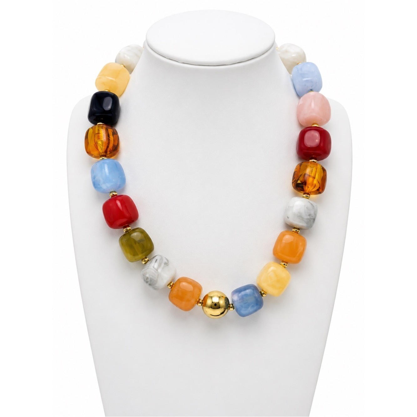 NWT Colorful Resin Statement Necklace | Chunky Multicolor Acrylic