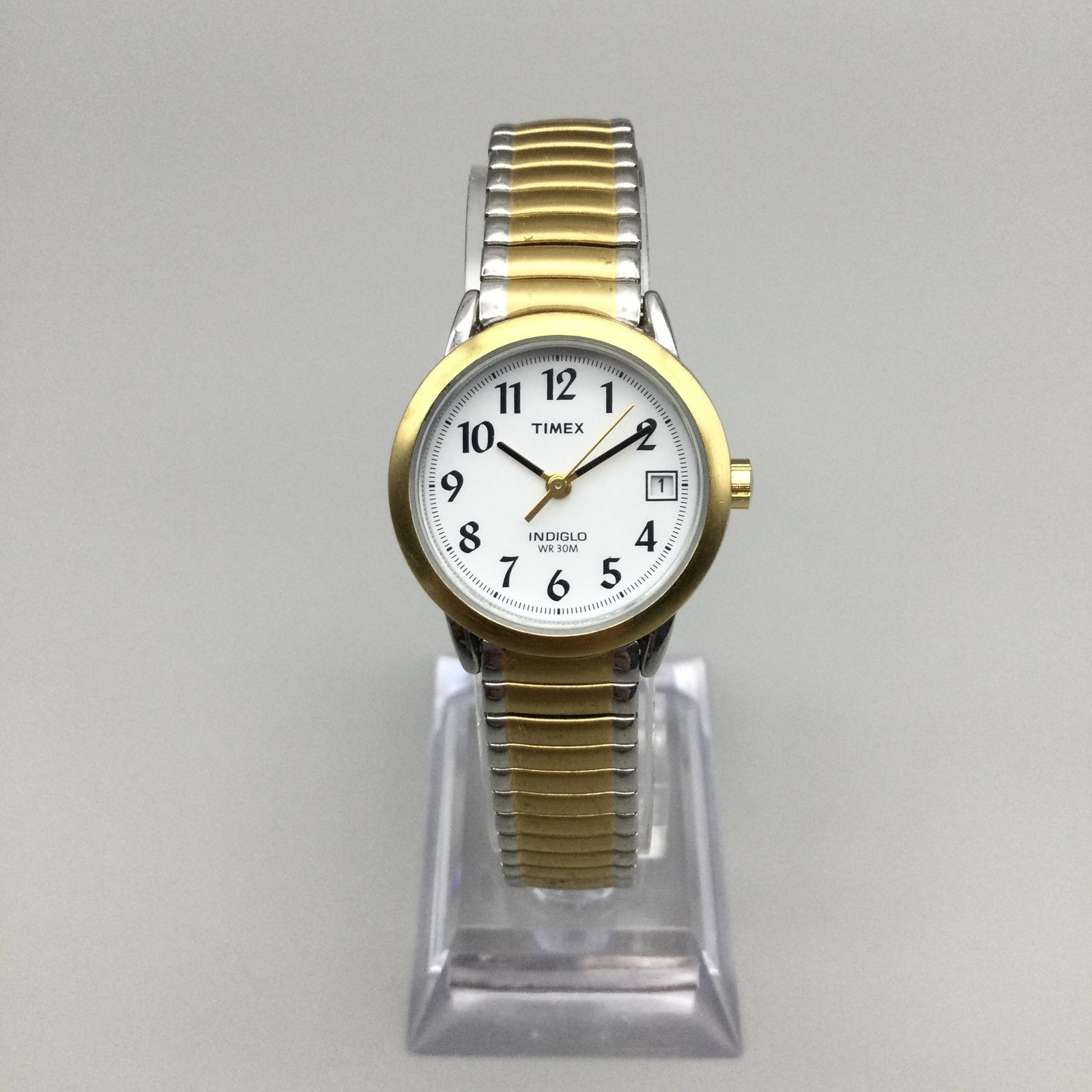 Timex Easy Reader Watch Women Indiglo 25mm Gold Tone Date Stretch New Battery