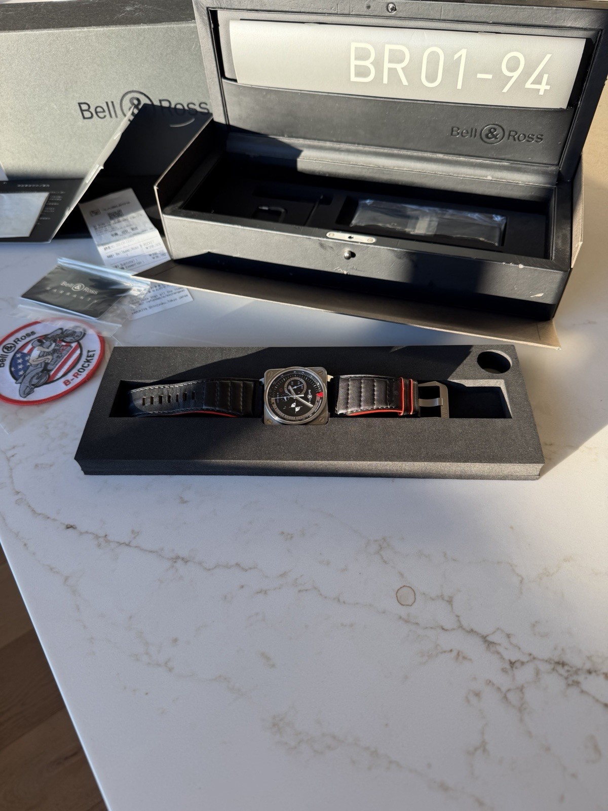 Bell & Ross BR01-94 B-Rocket Auto Chronograph 46mm Square, Box Papers Limited Ed
