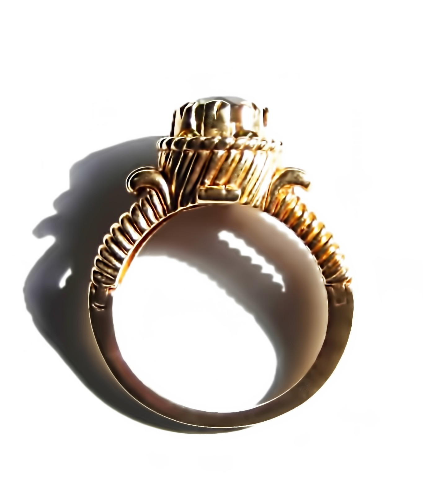14K Solid Gold Ring Convertible to Pendant, Antique Etruscan Revival Size 8.25