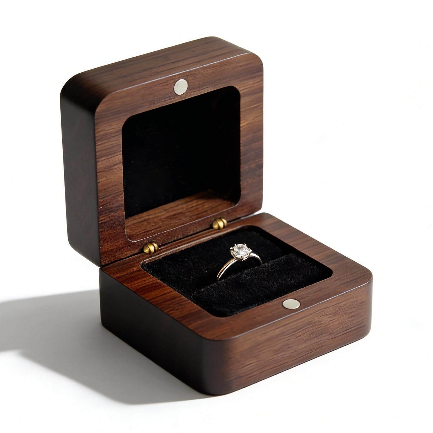 ZoVanHee Solid Black Walnut Wooden Ring Box with Single Slot, Vintage Wooden …