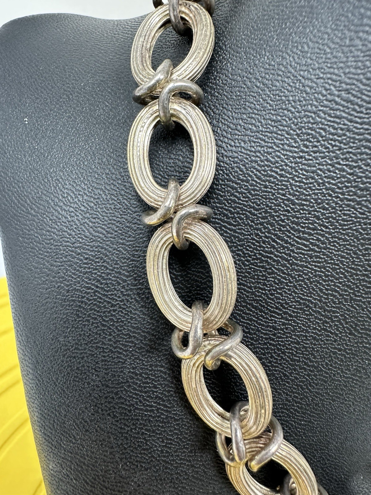 Sterling Silver Italian Oval-Link Chain Choker Necklace Elegant Modern 62g 15 In