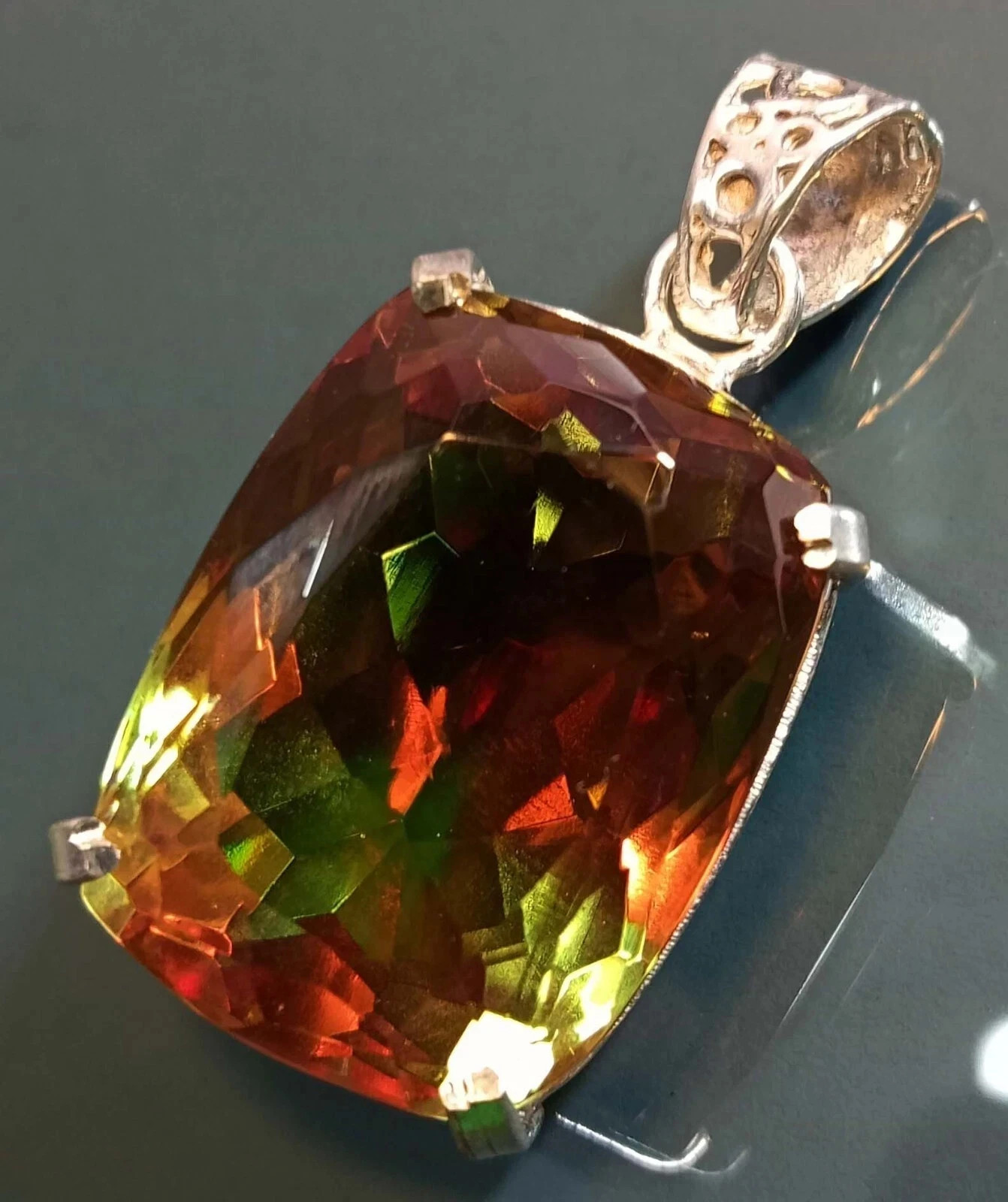 44 CT+ 7 Color Change Alexandrite Pendant 925 Sterling Silver Plated Jewelry