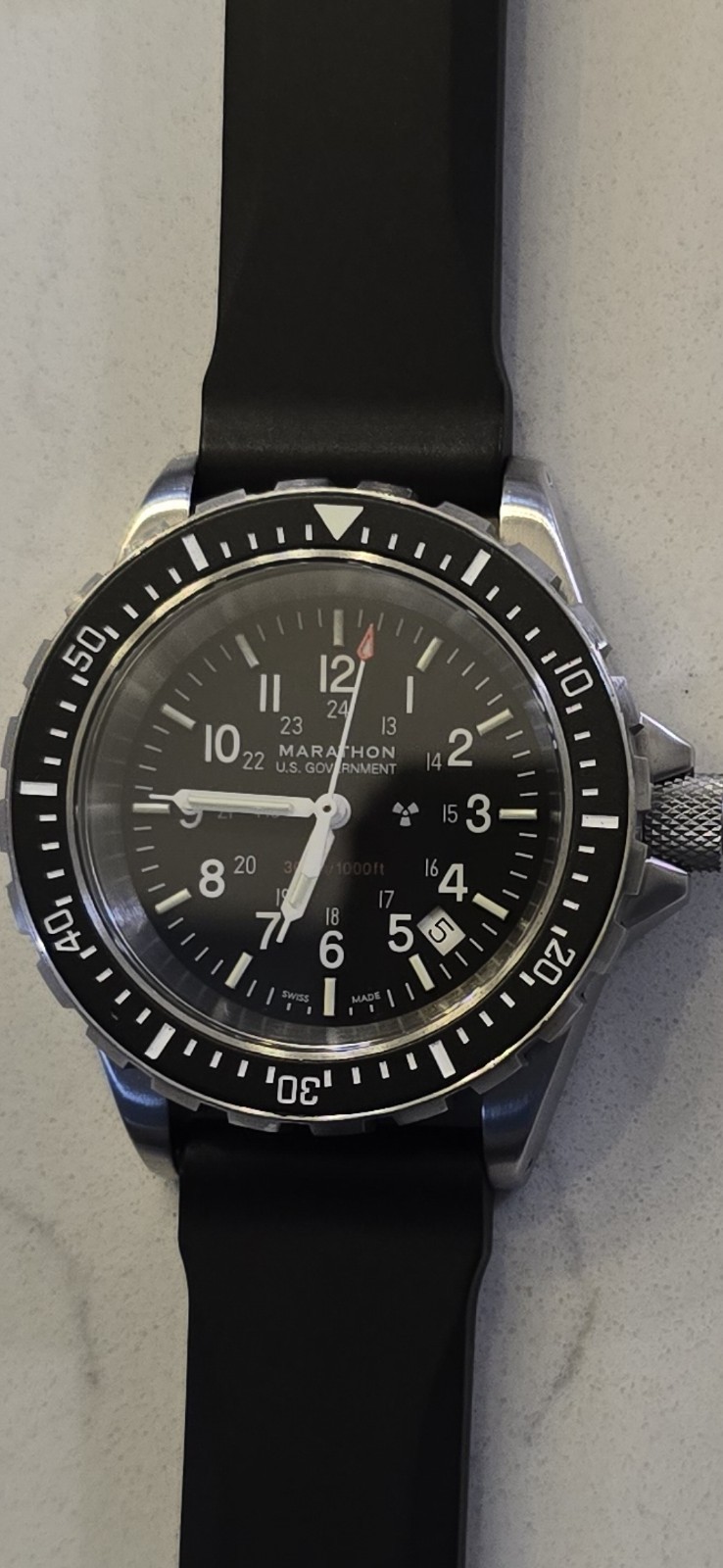 Marathon TSAR WW194007 Quartz Diver Watch 300m Black Dial Rubber Strap