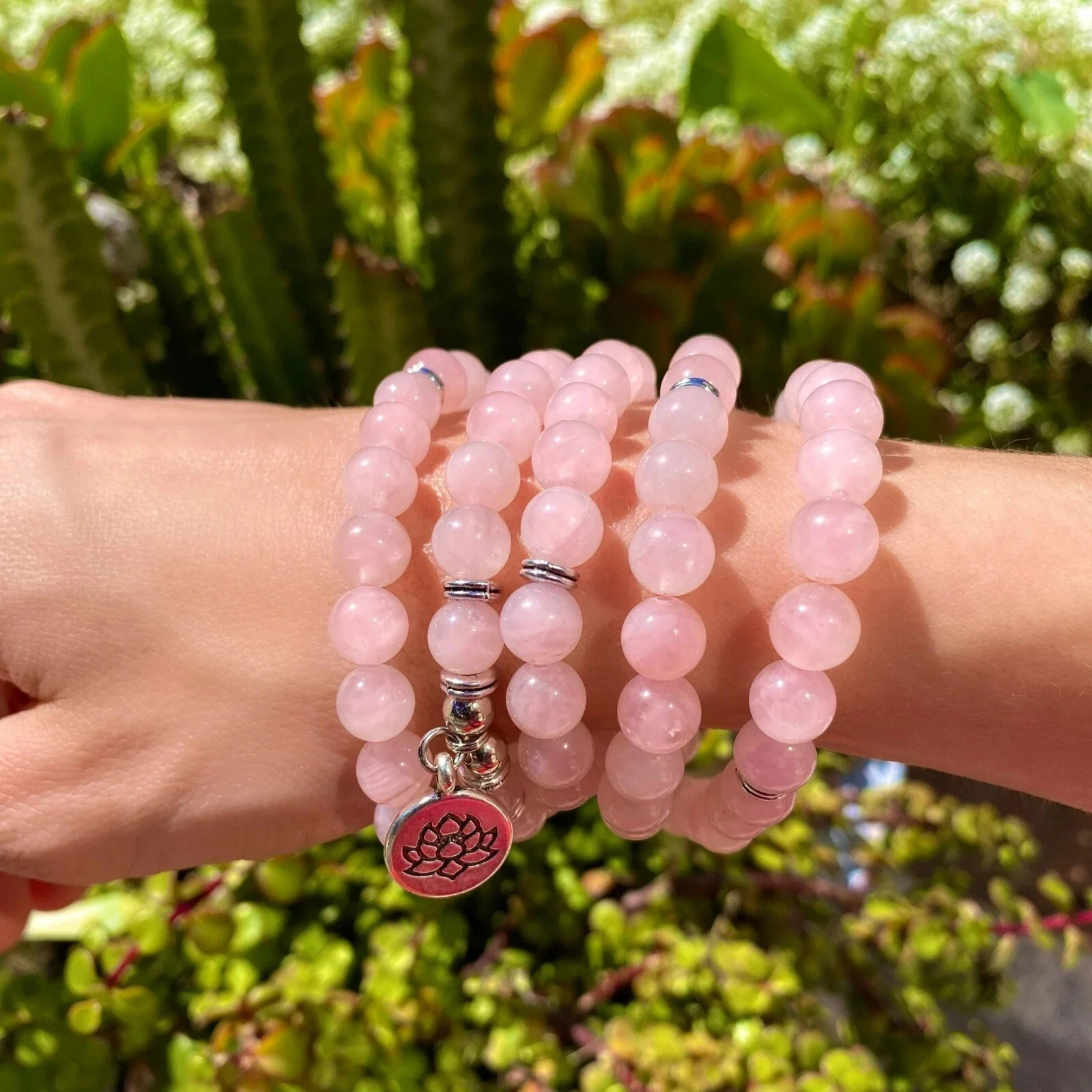 108 Mala Beads Prayer Rose Quartz Healing Women Men Necklace Bracelet Gift