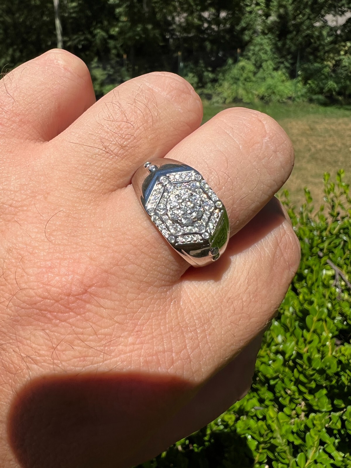 Mens 925 Silver Hip Hop Iced Moissanite Pinky Ring REAL Stone Passes Test GRA