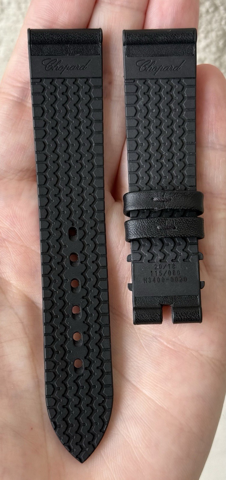 Chopard 20mm x 18mm Black Calfskin Leather Watch Strap H3400-0020 Authentic OEM