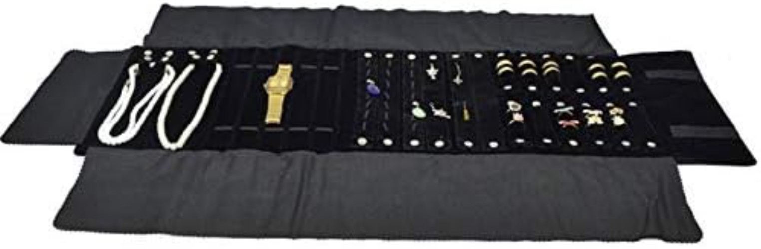 Jewelry Organizer Storage Bag Roll Velvet Travel Case for Earrings Necklaces