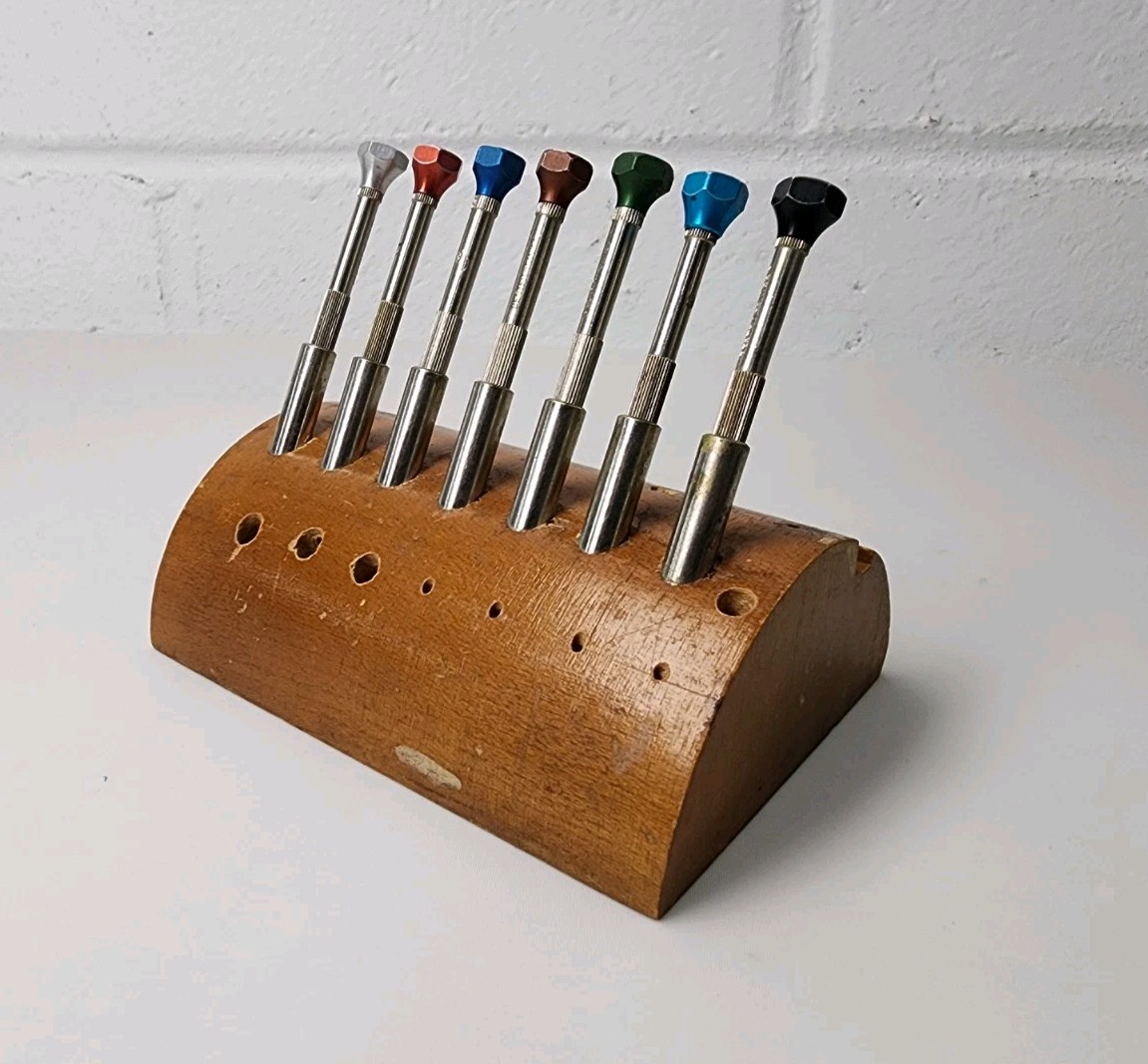 Vintage Watchmaker Benchtop Screwdriver Holder & Bestfit Screwdrivers – NO BITS