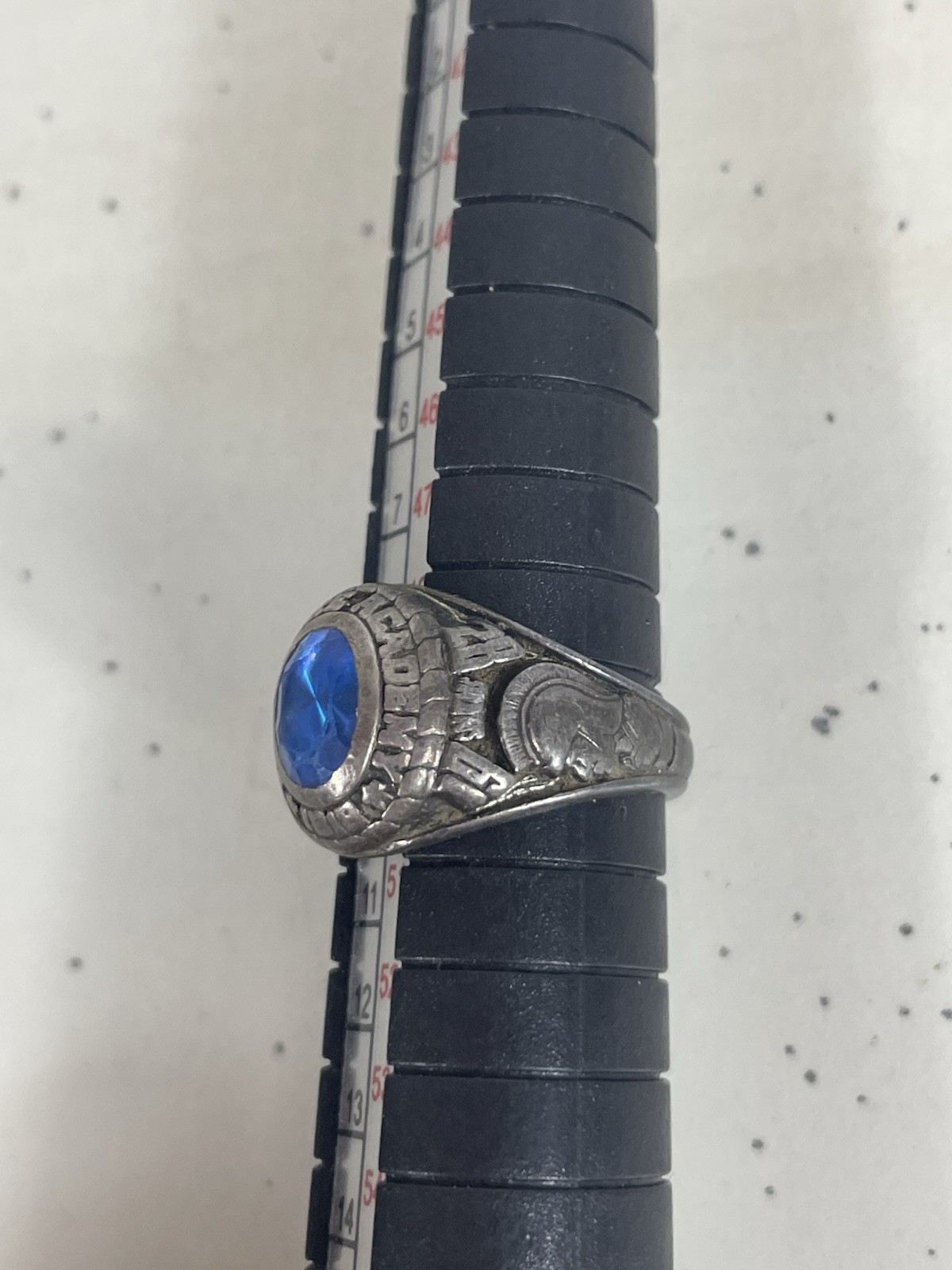925 Sterling Silver Balfour School College 1986 Pembroke ring Size 5 Blue Stone