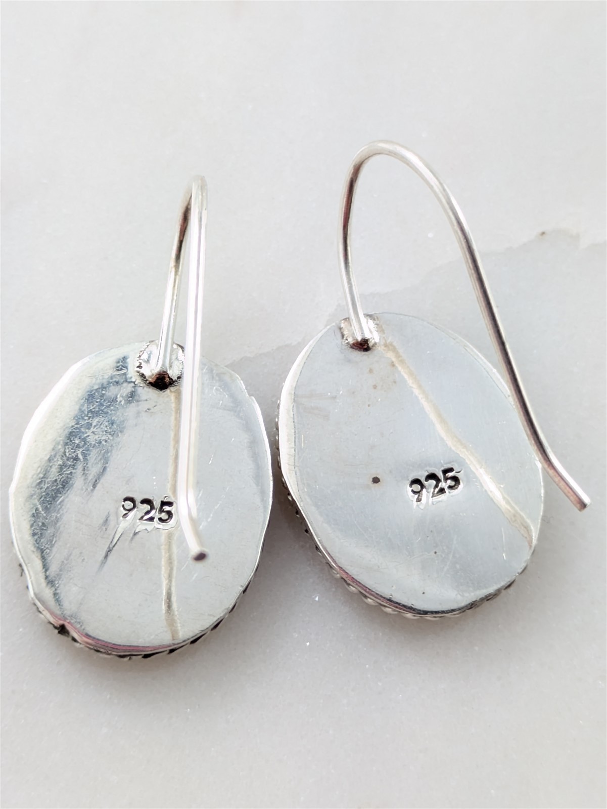 Vintage Solid Sterling Silver LBN Monogramed Oval Dangle Earrings 10.7 Grams