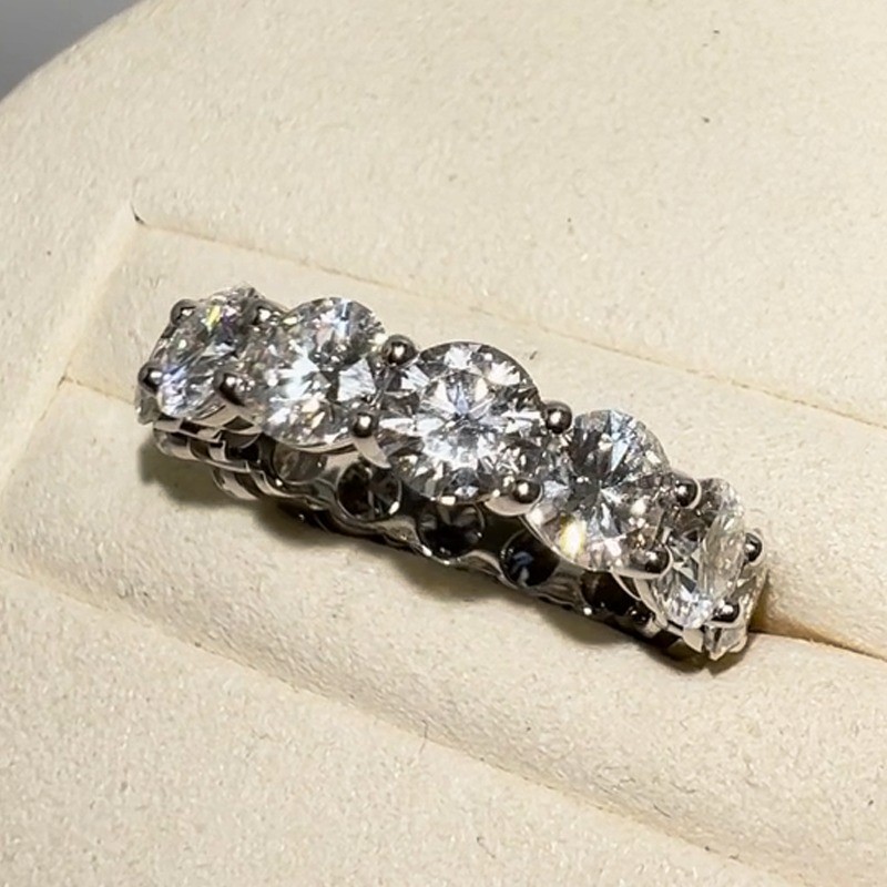 5.50TCW Round Cut Moissanite Eternity Wedding Band Ring 14k White Gold Plated