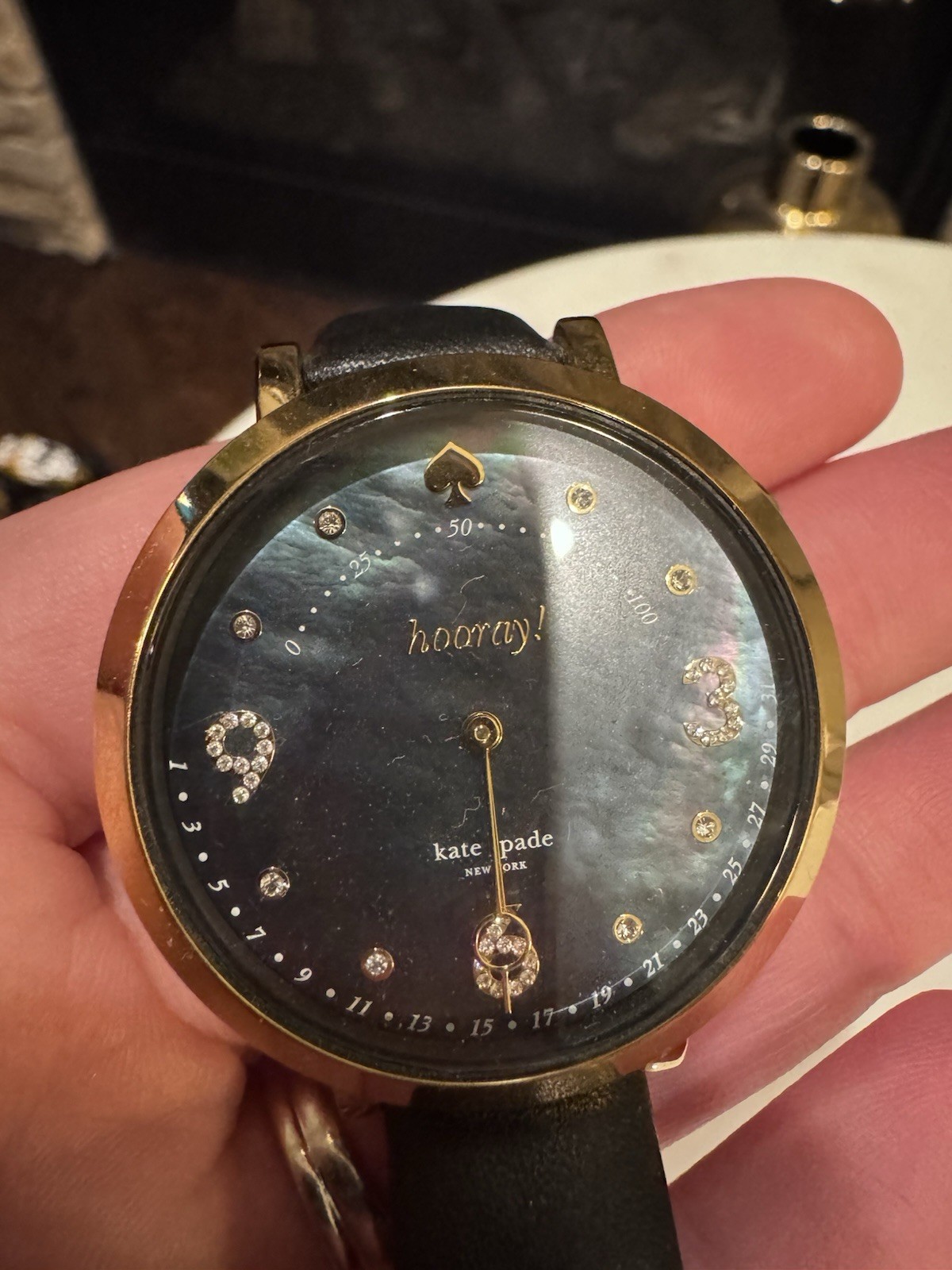 Kate Spade KST23208 Monterey Hooray Hybrid Smartwatch Gold Black Leather 38mm