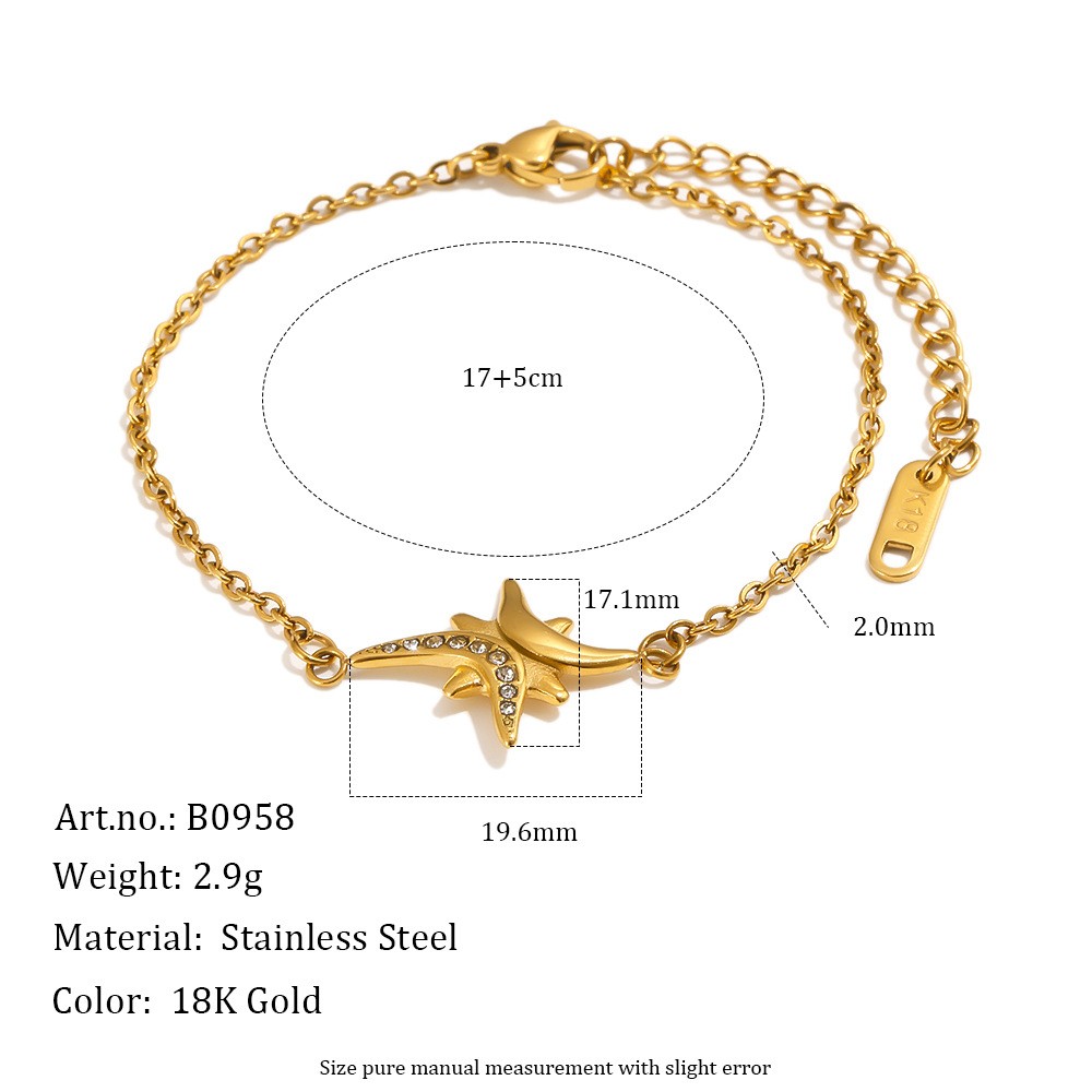 18K Gold Plated Stainless Steel Eight Pointed Star Cubic Zirconia Jewelry Set