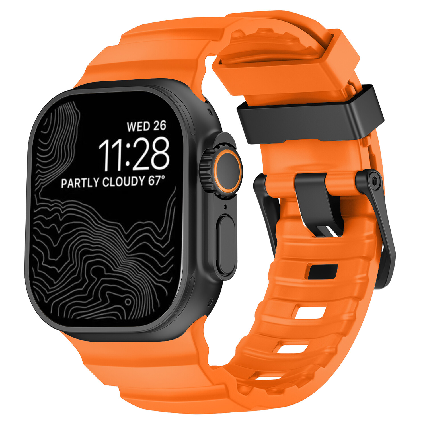 Durable Silicone Watch Band with Metal Clasp For iWatch Series Ultra 10 9 8 7 6