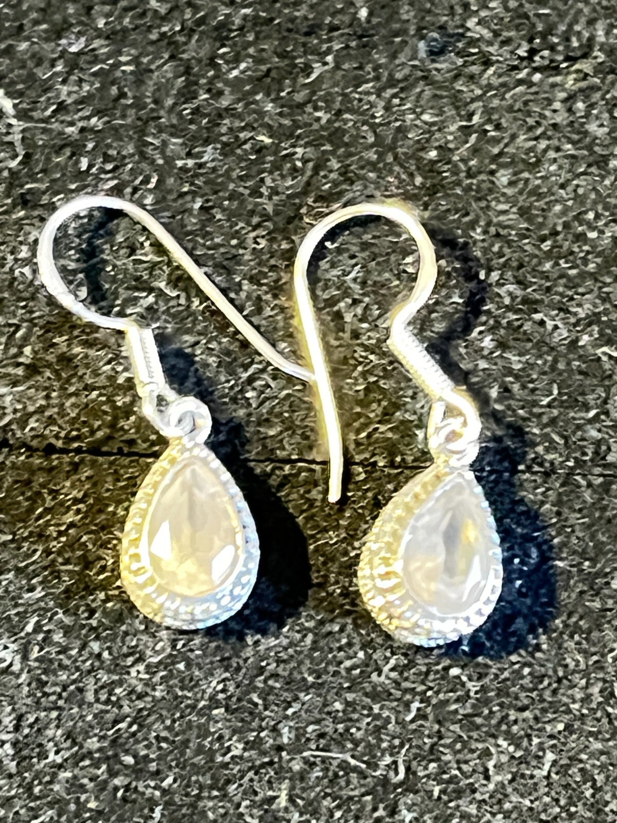 Small Costume Earrings Folklore Rose Quartz Silver 925 Silver Hallmarked Very Cute
