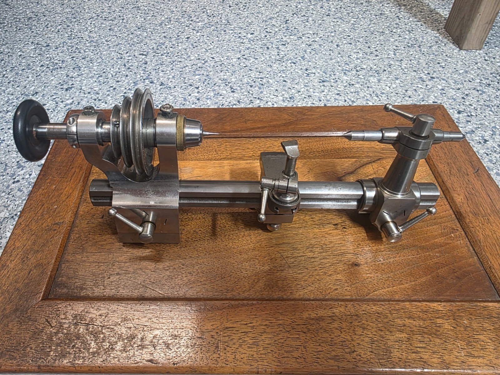 Watchmakers Lorch 8mm Lathe Kit Box Vintage Cross Slide, face plate, original