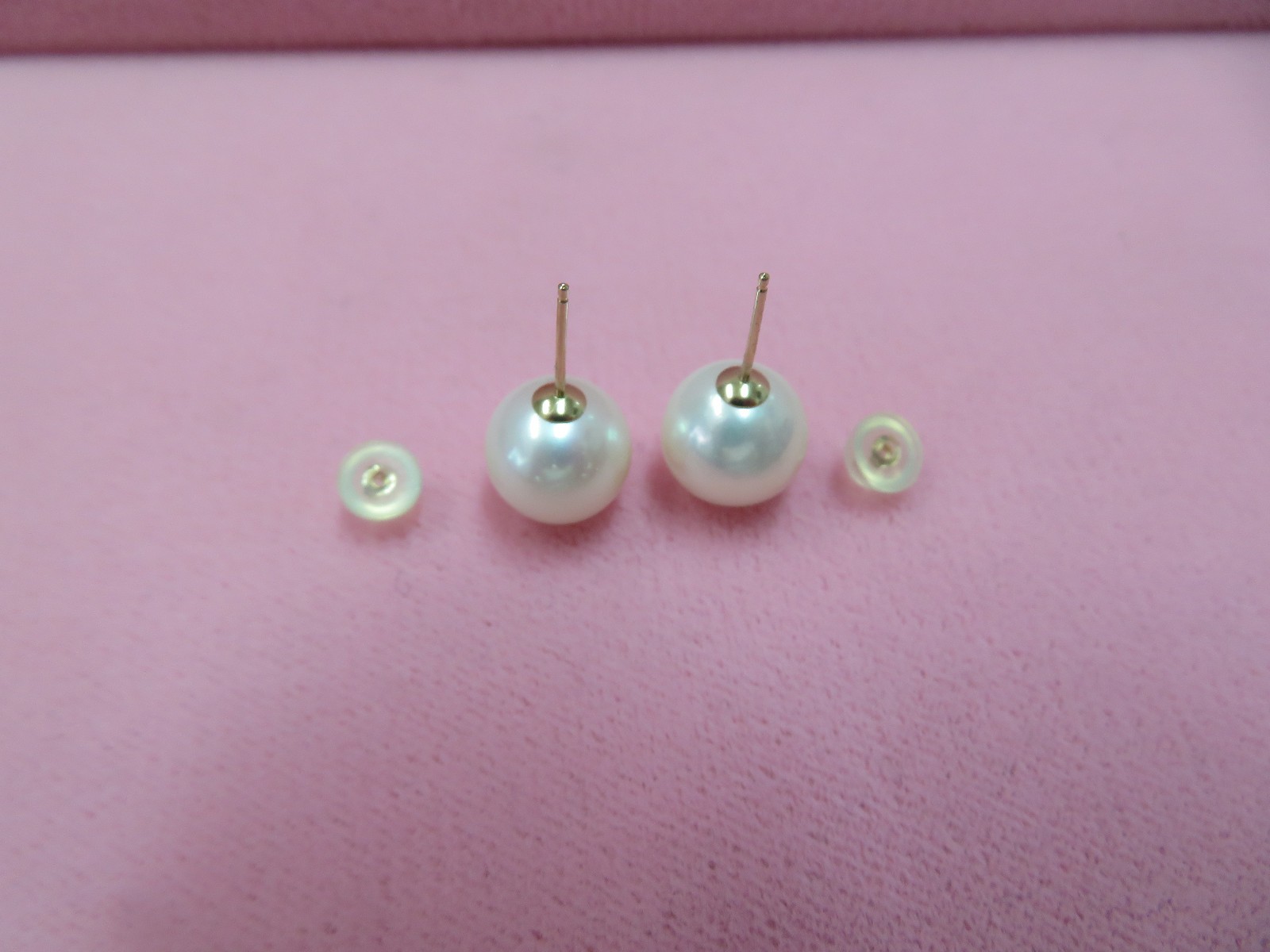 14k Solid Yellow Gold 10mm+ Pearl Stud Earrings 3.17 G (#346)