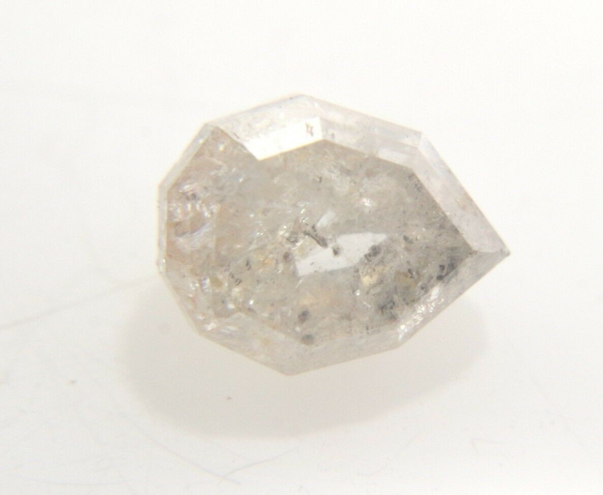 0.54cts Geometric Pear Shape Salt n Pepper Rose Cut Diamond 5.43×4.34×2.92 MM