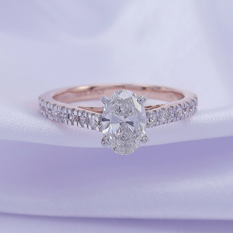 1.38ct Lab Grown Diamond Cathedral Style Engagement Ring in 10K Or 14K Gold