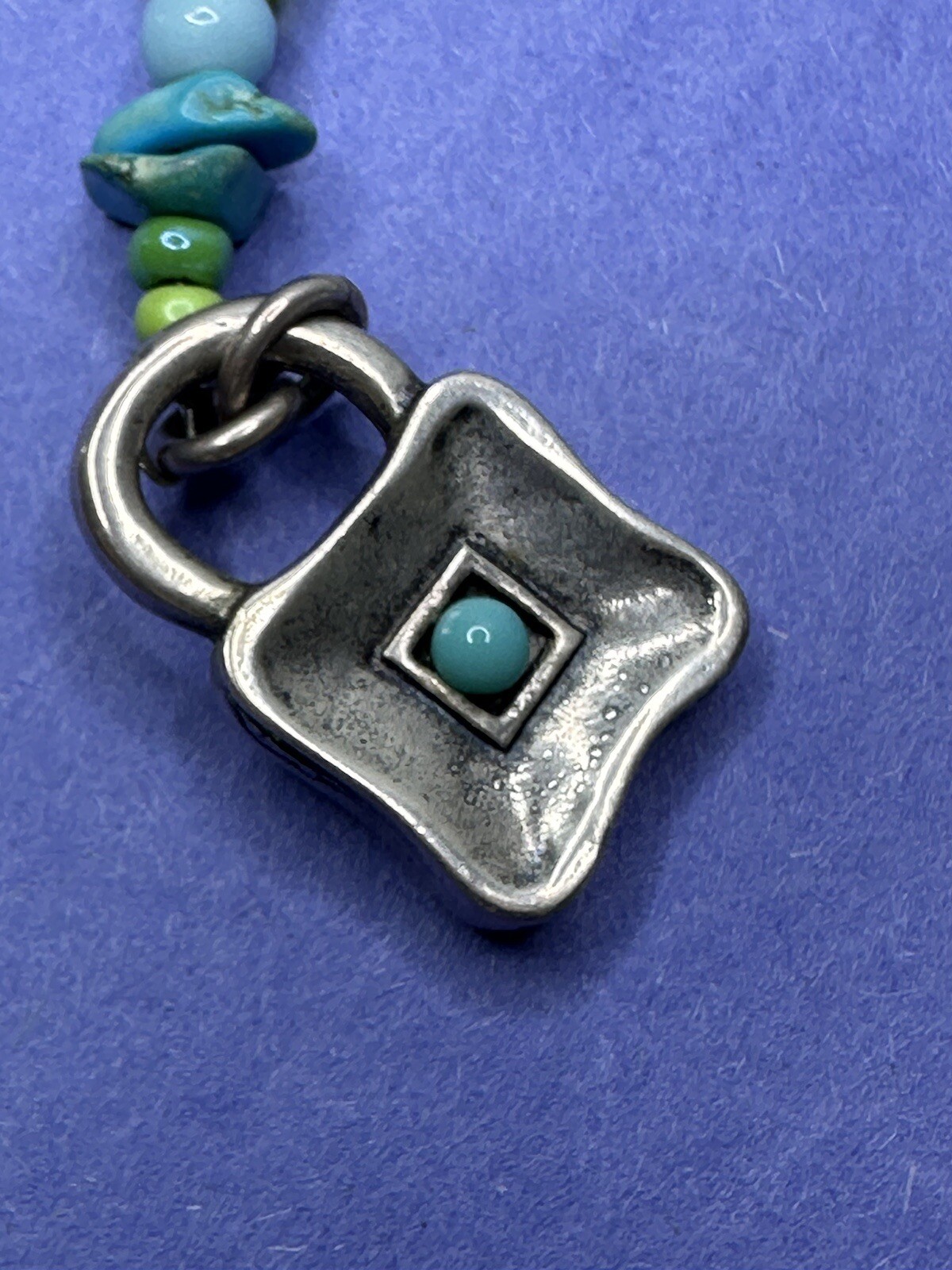 Danon Bracelet Turquoise Bead Shells Green Glass Beach Contemporary Silver Plate