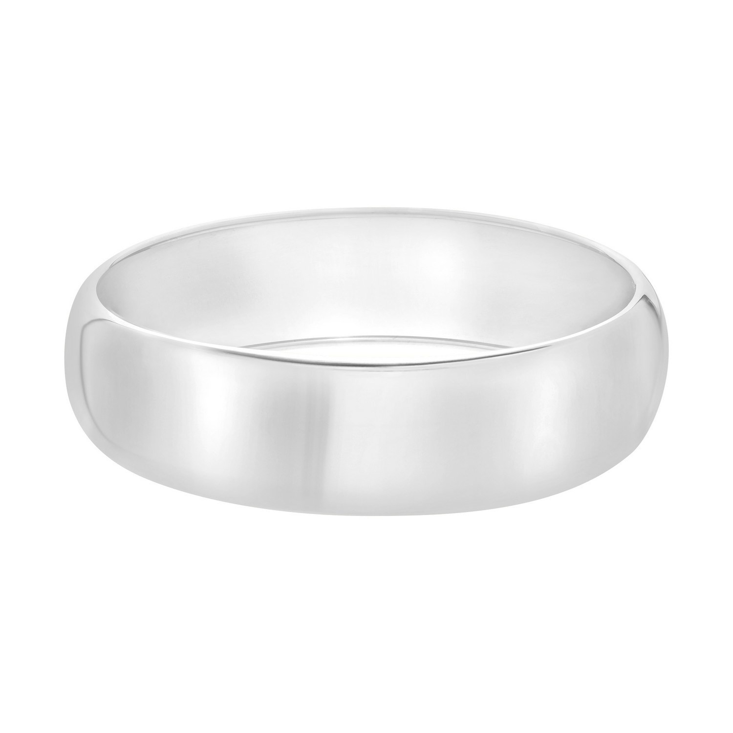 Classic Domed Bangle, Sterling Silver, Rhodium Plated, 18.50 mm, Polished