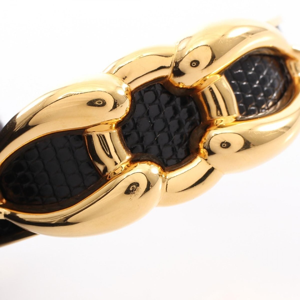 Hermes Gold Plated Lizard Bangle Accessories 2.8in Diameter