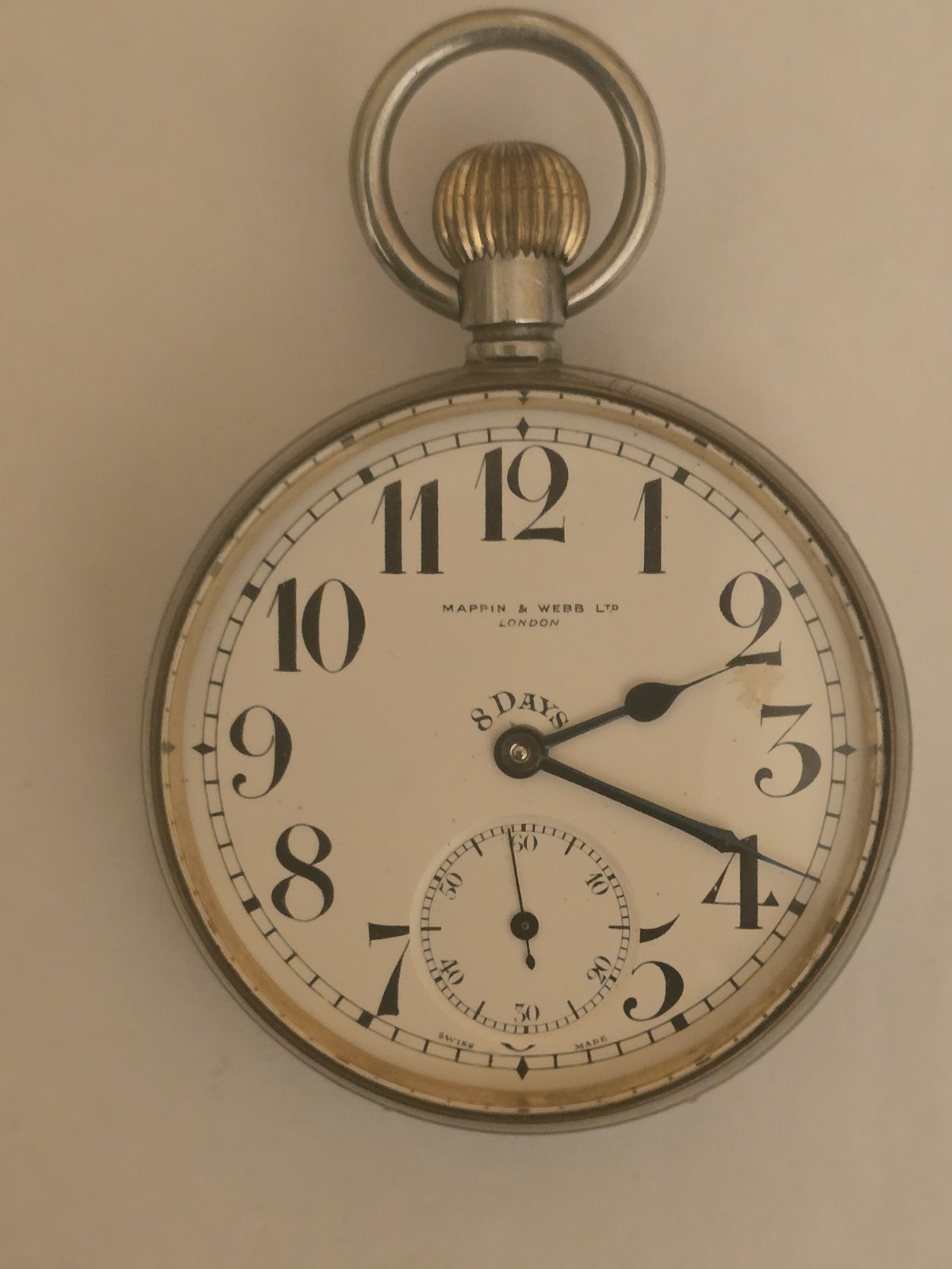 Rare Vintage mappin webb London 8 Days Pocket watch Large 60 MM