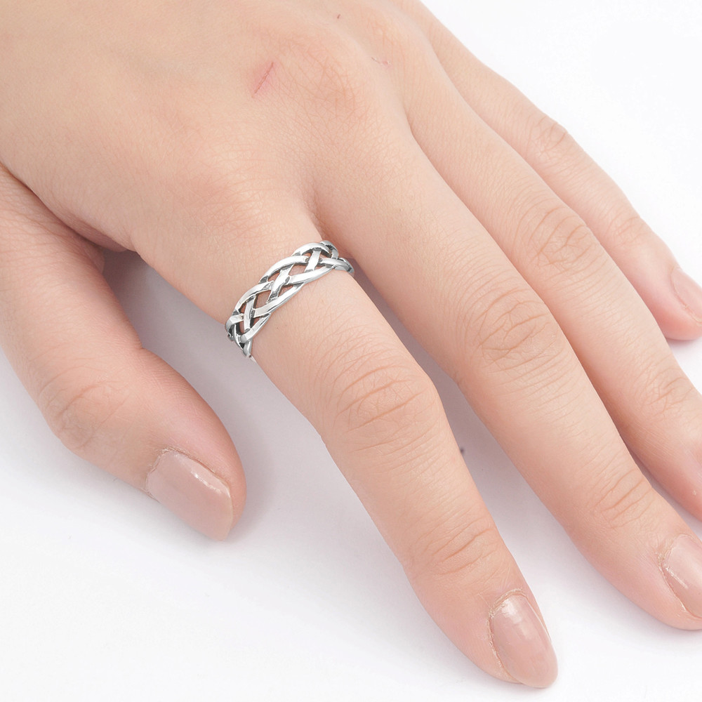 Celtic Weave Stackable Sterling Silver Ring NEW