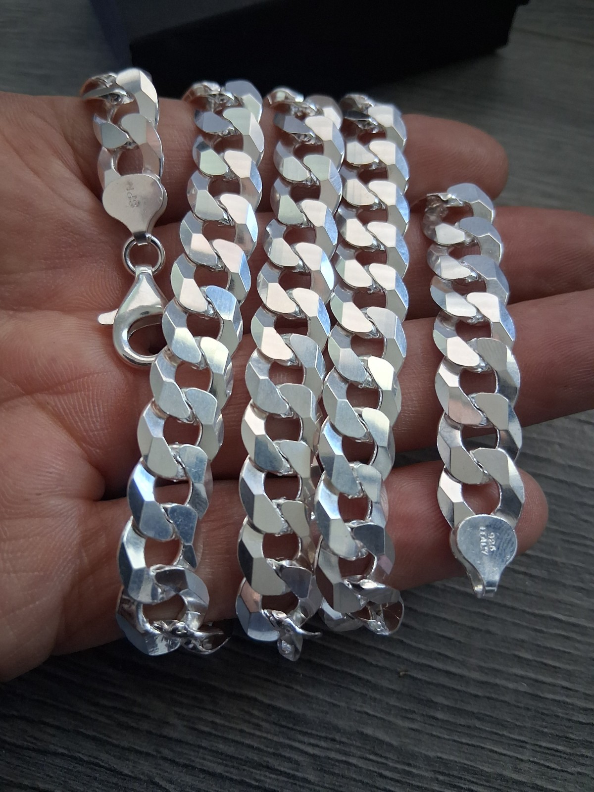 cadena de plata 925 Italiana 26″ larga 10mm 925 silver chain made in Italy