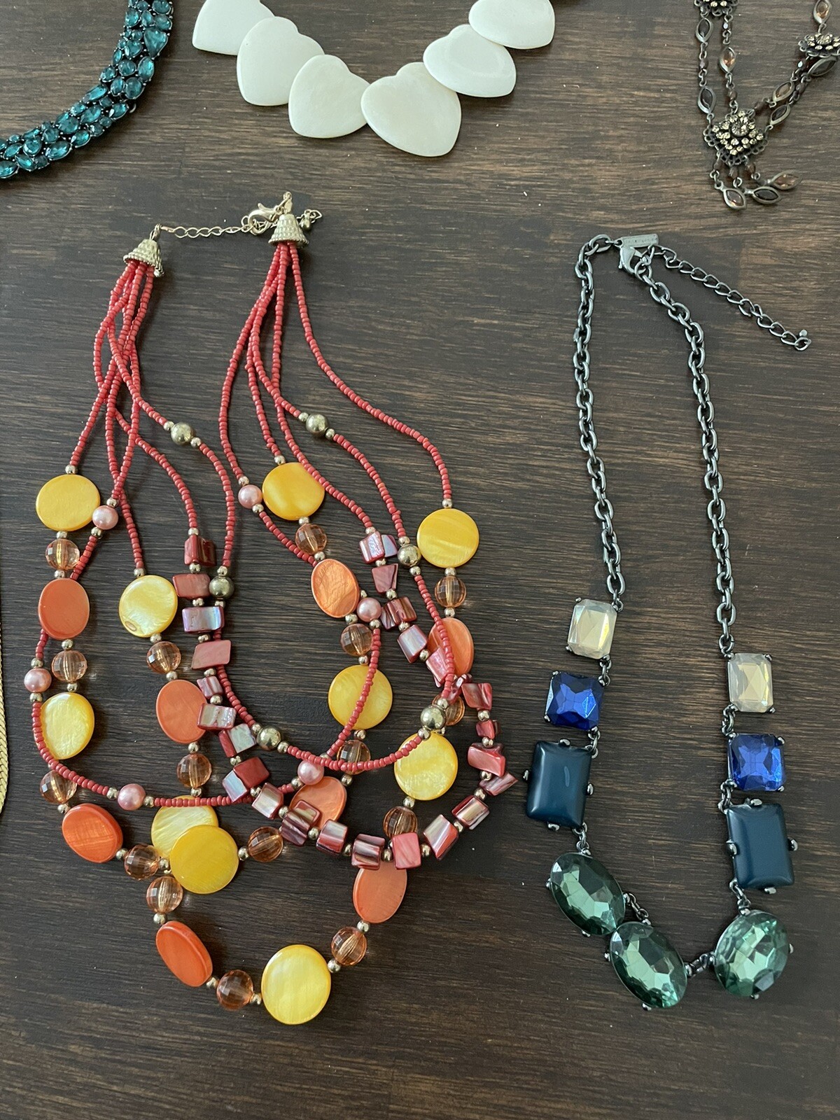 Lane Bryant Fashion Necklace Lot of 8 Jewels Ivory Brown Green Turquoise Orange