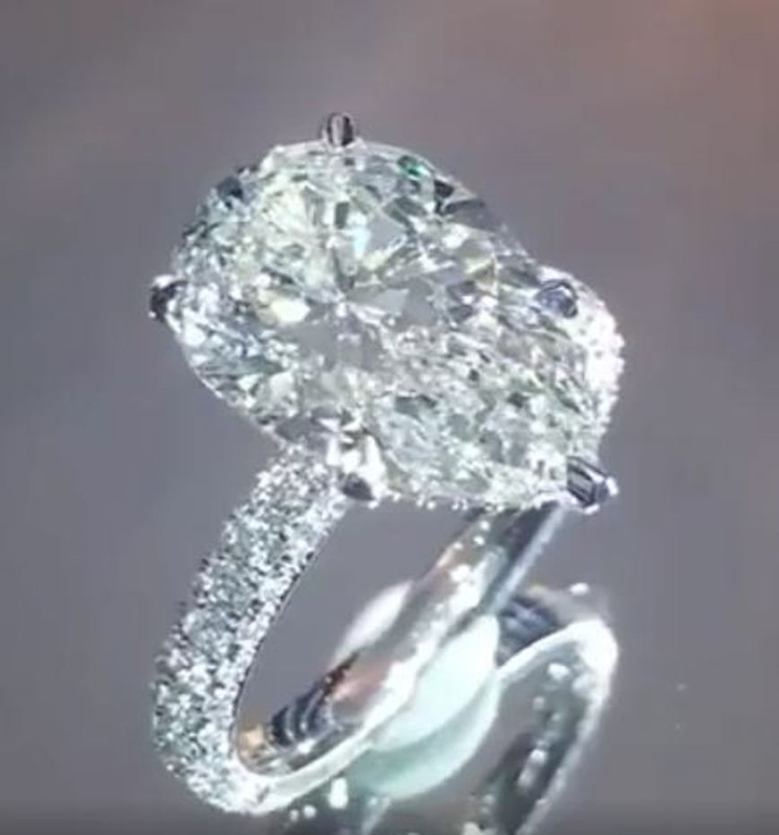 5.50Ct White Pear Cut CZ Hollywood Star Engagement Ring 925 Sterling Silver
