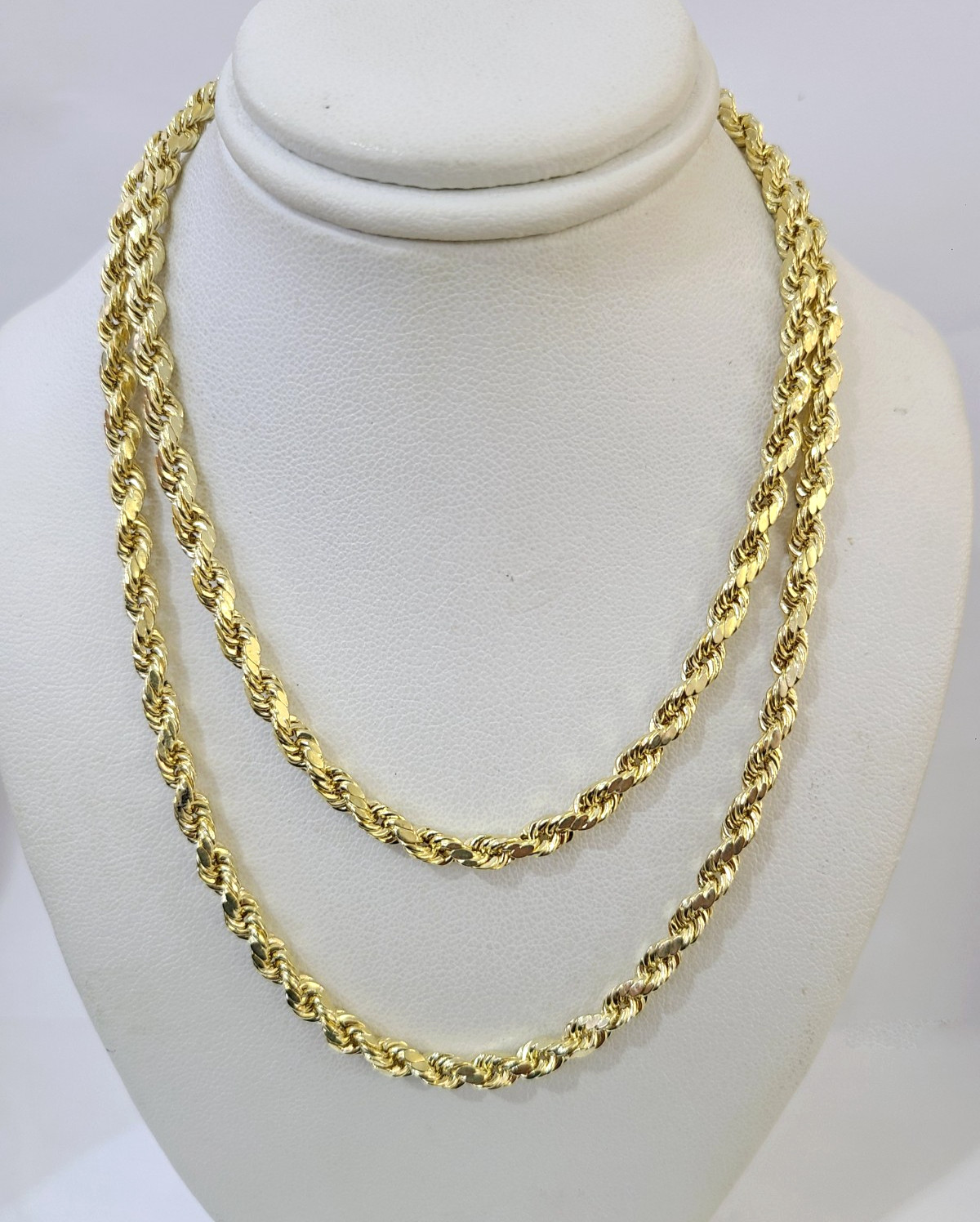 10k Yellow Gold Rope Chain 5mm Necklace Bracelet Set Real Men Women