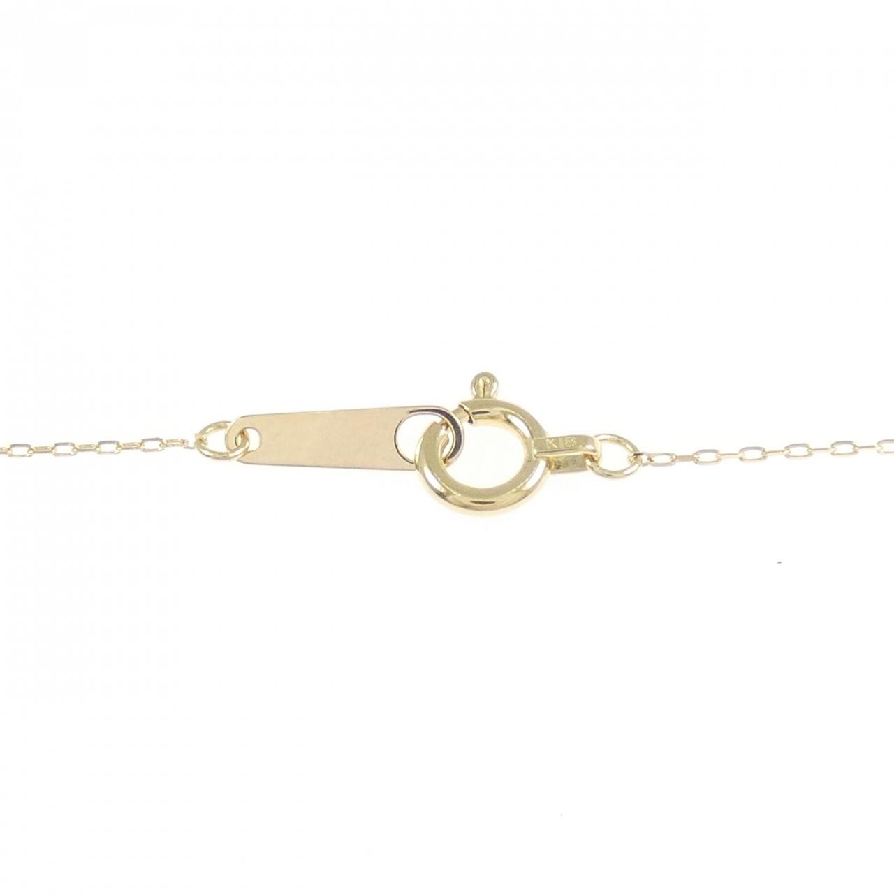 Authentic K18YG Ribbon Diamond Necklace 0.10CT #230-000-525-2359