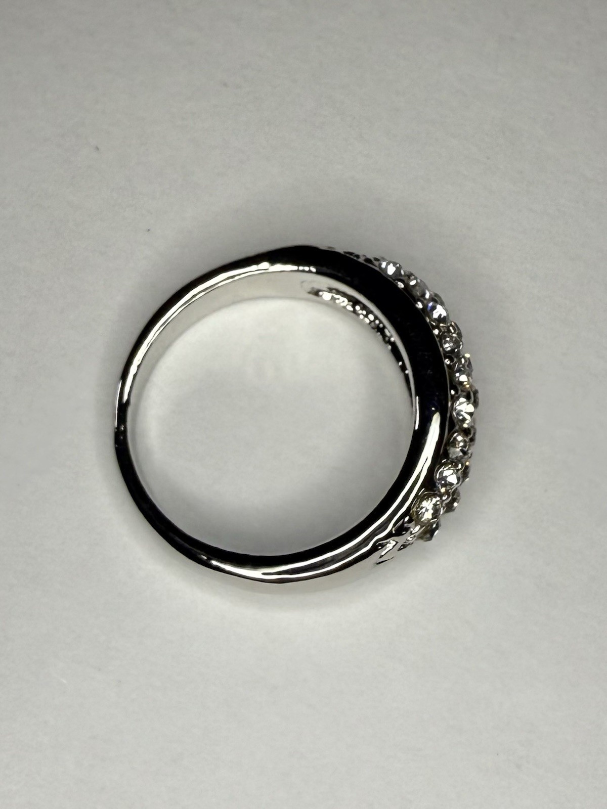 Art Deco Era Triple Row Diamond CZ Style Ring Size 7.5 Very Shiny Not Signed