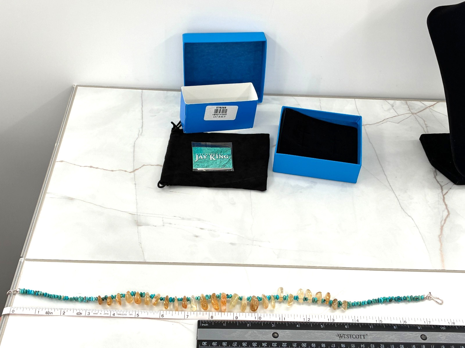 Jay King DTR Iron Mountain Turquoise Natural Citrine Eclectic Bead Necklace 925
