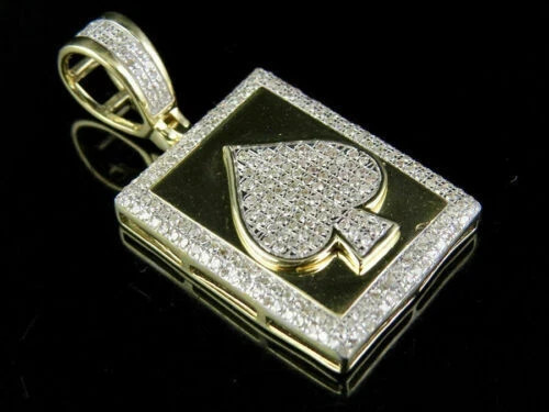 Men’s Spade Pendant 5 Ct Round Cut Lab Created Diamond 14K Yellow Gold Plated