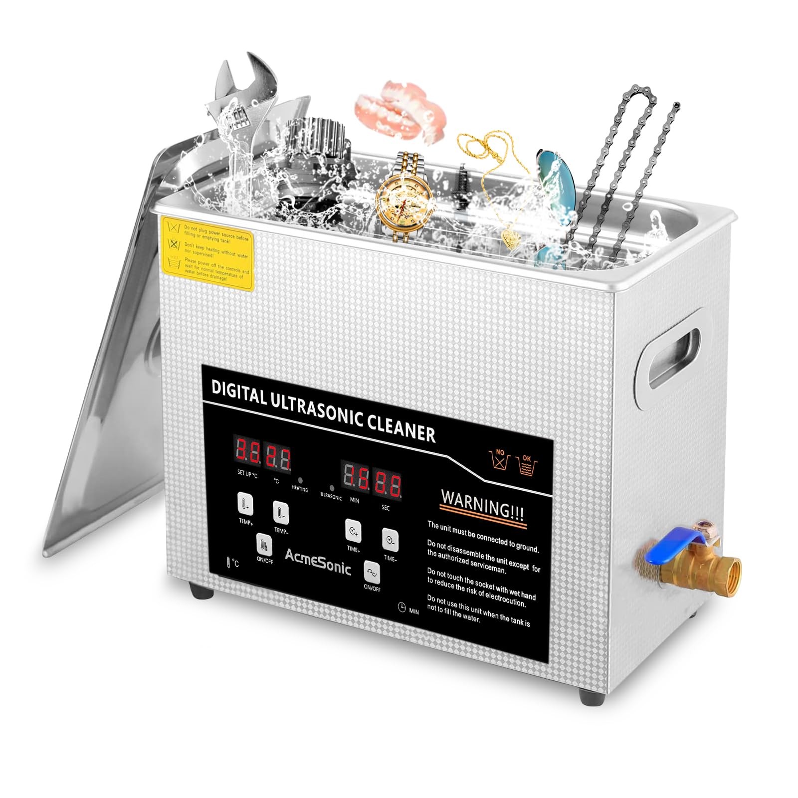 Digital Ultrasonic Cleaner 6L with Timer & Heater 40kHz SUS 304 Stainless Ste…